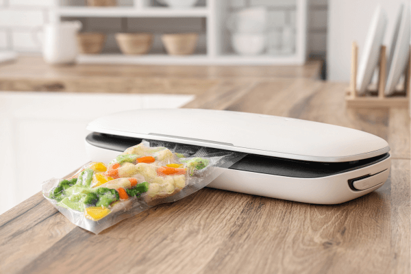 Un appareil qui met sous vide des légumes